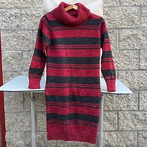 Striped Turtleneck Sweater Dress